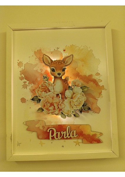 Işıklı Yeni Doğan Tablosu | Isme Özel Bebek Çocuk Hediyesi | Doğum Günü Parti Hediyesi | Ahşap Tablo indirimleri