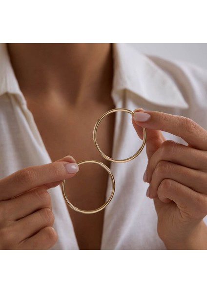 14K Altın Halka Küpe 1.8 mm 5.5 cm