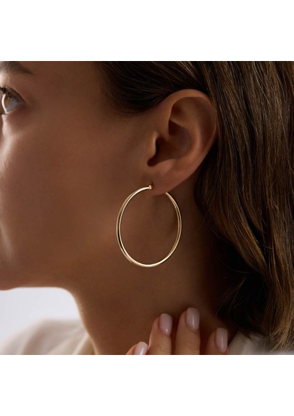 14K Altın Halka Küpe 1.8 mm 5.5 cm modelleri