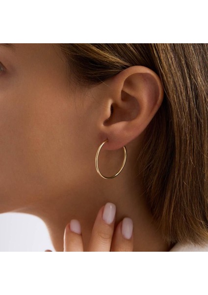 14K Altın Halka Küpe 1,2 mm 2.8 cm Gizli Kilit fiyatları