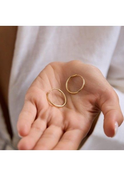 14K Altın Halka Küpe 1,2 mm 2.8 cm Gizli Kilit modelleri