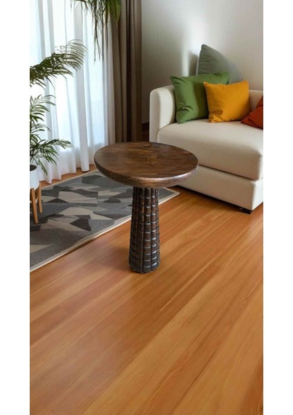 Tekli Mantar Sehpa – Doğal Ahşap Ceviz Renk Yan Sehpa fiyatları