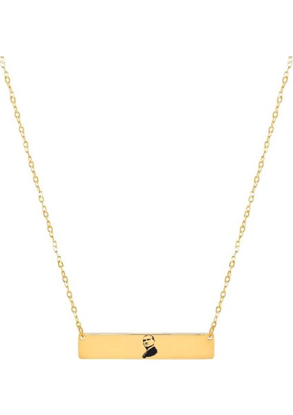 Atatürk Temalı Zincirli Dikdörtgen Motifli 14 Ayar Altın Plakalı Hediyelik KOLYE-484SEMBOL fiyatları