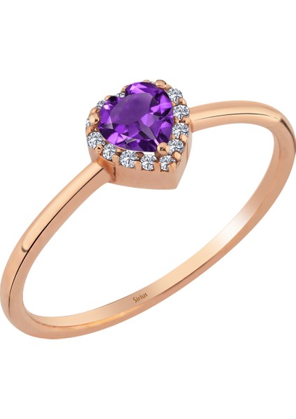 Pırlanta ve Kalp Ametist Taşlı Yüzük 0417R0233