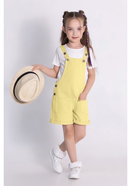 Kız Çocuk Gabardin Şortlu Tulum