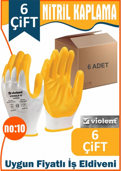 Nitril Kaplama.örgülü Iş Eldiveni. Standart Boy No:10