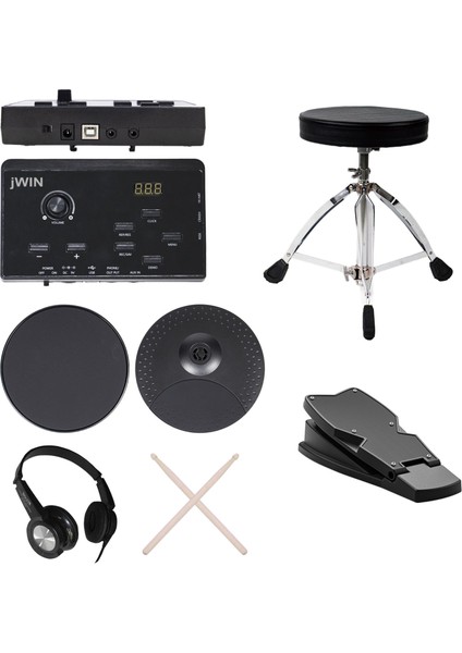 JDD-2024T Dijital Davul - Bateri Seti (Tabure ve Kulaklık Hediyeli) indirimleri