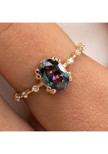 Gümüş Yüzük - 0.95 Karat Mistik Topaz İhtişamı Kadın 925 Ayar Gümüş Evlilik Teklifi Yüzüğü-Hediyelik fiyatları