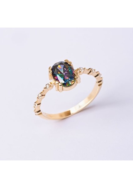 Gümüş Yüzük - 0.95 Karat Mistik Topaz İhtişamı Kadın 925 Ayar Gümüş Evlilik Teklifi Yüzüğü-Hediyelik modelleri