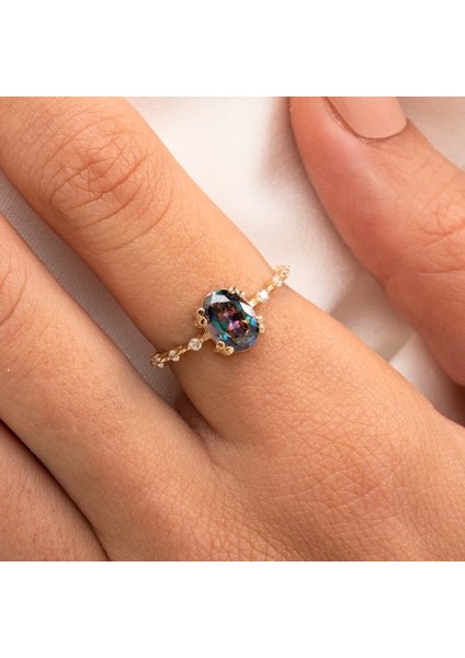 Gümüş Yüzük - 0.95 Karat Mistik Topaz İhtişamı Kadın 925 Ayar Gümüş Evlilik Teklifi Yüzüğü-Hediyelik indirimleri