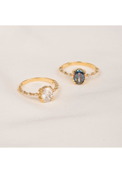 Gümüş Yüzük - 0.95 Karat Mistik Topaz İhtişamı Kadın 925 Ayar Gümüş Evlilik Teklifi Yüzüğü-Hediyelik