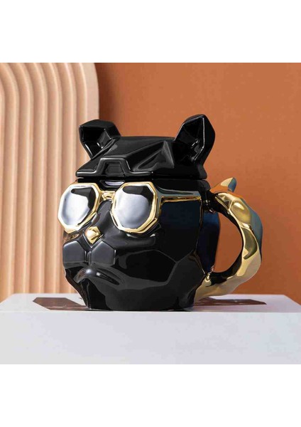 Yaratıcı Geometrik Porselen 3D Köpek Fincan Kupa Bardak Mug Kulplu Gözlüklü Havalı Dekoratif Hediyelik Eşya Özel Seri fiyatları