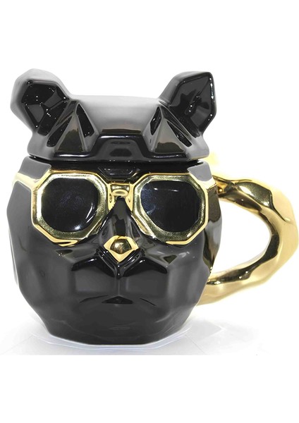Yaratıcı Geometrik Porselen 3D Köpek Fincan Kupa Bardak Mug Kulplu Gözlüklü Havalı Dekoratif Hediyelik Eşya Özel Seri modelleri