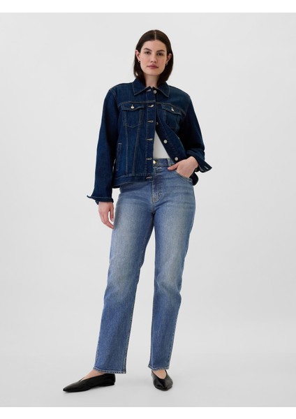 Kadın Koyu Mavi 90's Straight Jean Pantolon fırsatları