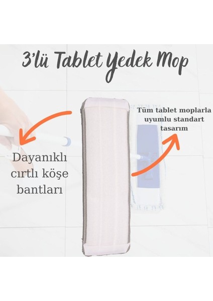 3'lü Kare Mikro Tüylü Tablet Mop Yedeği, Temizlik Için Ideal Set modelleri