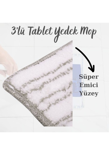 3'lü Kare Mikro Tüylü Tablet Mop Yedeği, Temizlik Için Ideal Set fırsatları