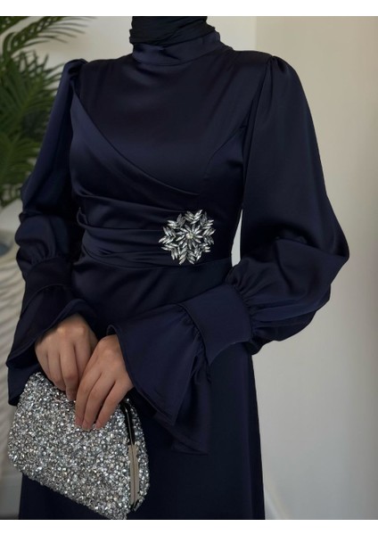 Yandan Taşlı Saten Abiye fiyatları