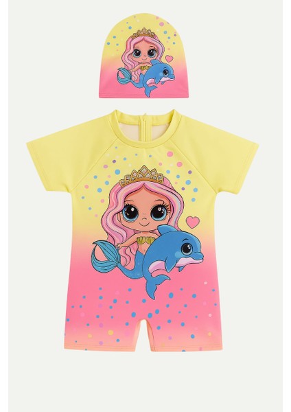 Kız Çocuk Dalgıç Kumaş Gizli Fermuarlı Boneli Mayo Takımı 3-10 Yaş 11932