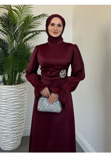 Yandan Taşlı Saten Abiye fiyatları