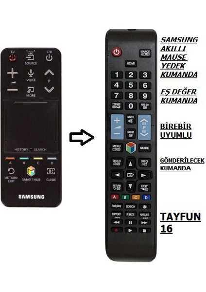 ile Uyumlu Akıllı Kumanda AA59-00775A – AA59-00774A-YEDEK Kumanda