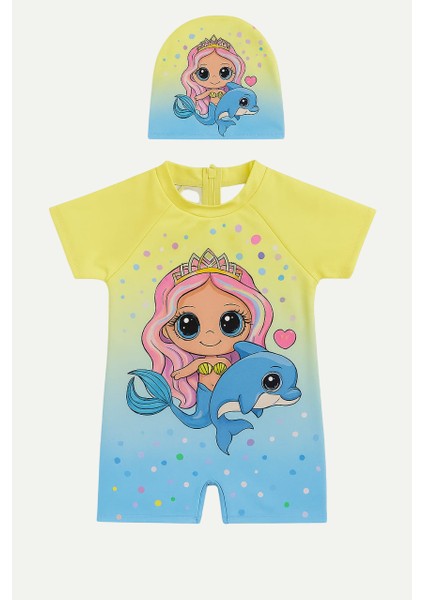 Kız Çocuk Dalgıç Kumaş Gizli Fermuarlı Boneli Mayo Takımı 3-10 Yaş 11933