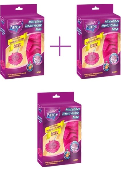 Uyumlu Yedek Mop Seti, 3 Adet, Otomatik Temizlik Için Ideal, Kırmızı Renkli.