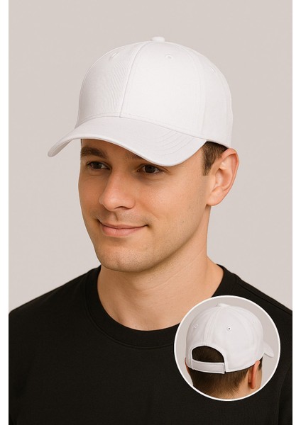 Ayarlanabilir Düz Şapka Beyaz