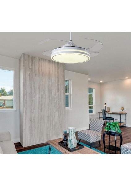 Tavan Vantilatörü Aydınlatmalı Gizli Kanat Pervaneli Kumandalı Açılır-Kapanır Kanat 3 Işık