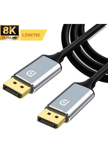 8k 240HZ Alüminyum Başlık Displayport To Displayport Kablo 1.5 Metre - AL5082