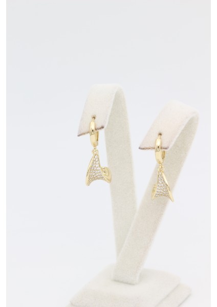 Stil Incisi/xupıng Jewelry Yaprak Sallantılı Zirkon Taşlı Küpe