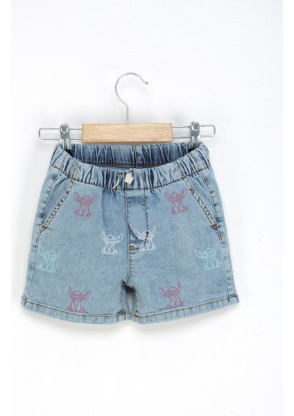 Kız Çocuk Karakter Nakışlı Rahat Kot Şort fiyatları