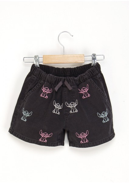Kız Çocuk Karakter Nakışlı Rahat Kot Şort