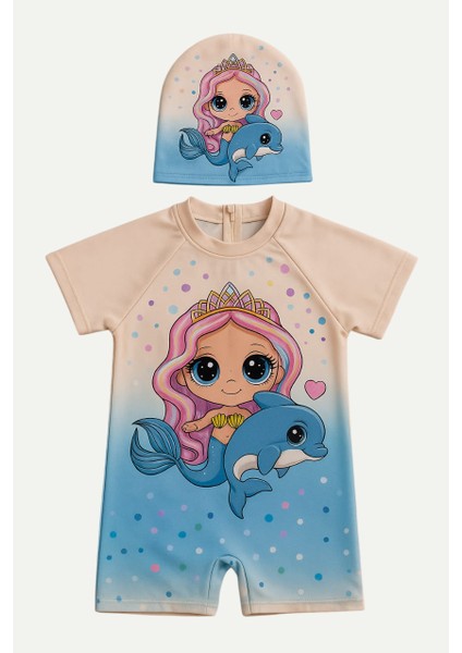 Kız Çocuk Dalgıç Kumaş Gizli Fermuarlı Boneli Mayo Takımı 3-10 Yaş 11935