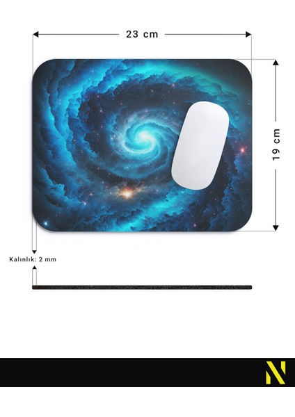 Galaksi Desenli Renkli Ergonomik Mouse Pad - 23 cm x 19 cm - Kaydırmaz Taban Ev ve Ofis Kullanımı Için Ideal Fare Altlığı Mousepad