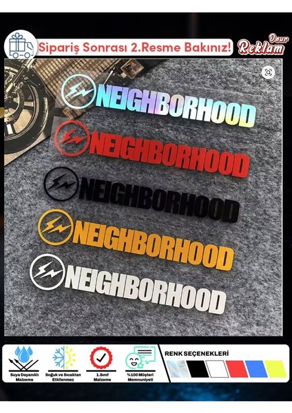 Neıghborhood Yazılı Araç Sticker – Modern Yazı Tipi Tasarım (15X22 Cm)