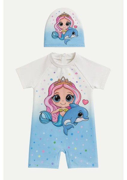 Kız Çocuk Dalgıç Kumaş Gizli Fermuarlı Boneli Mayo Takımı 3-10 Yaş 11936