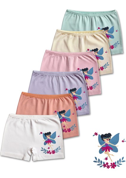 %95 Pamuklu Kız Çocuk Süprem Penye Boxer Külot Iç Çamaşır 6lı Set