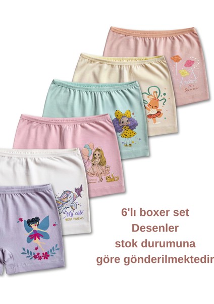 %95 Pamuklu Kız Çocuk Süprem Penye Boxer Külot Iç Çamaşır 6lı Set fiyatları