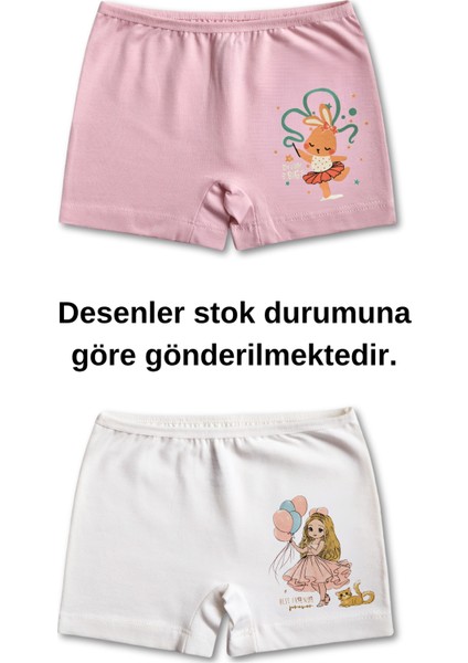 %95 Pamuklu Kız Çocuk Süprem Penye Boxer Külot Iç Çamaşır 6lı Set