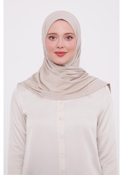 Şal Görünümlü Hazır Pratik Geçmeli Tesettür Hijab Bone - Vizon Renk modelleri