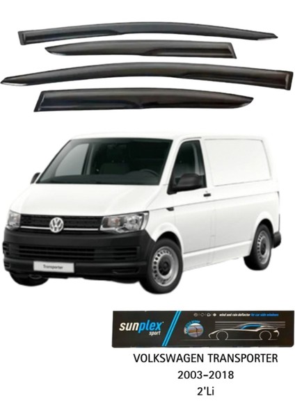 Transporter 2003-2018 Uyumlu Cam Rüzgarlığı Takım 2'li Takım Rüzgar Kesici, Yağmur Önleyici