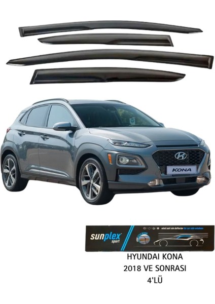 Hyundai Kona 2018 ve Sonrası Cam Rüzgarlığı Takım 4'lü Takım Rüzgar Kesici, Yağmur Önleyici