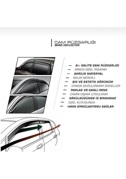 Hyundai Kona 2018 ve Sonrası Cam Rüzgarlığı Takım 4'lü Takım Rüzgar Kesici, Yağmur Önleyici modelleri