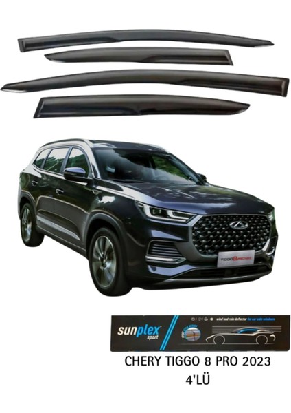 Chery Tiggo 8 Pro 2023 Uyumlu Sport Cam Rüzgarlığı Takım 4'lü Takım Rüzgar Kesici, Yağmur Önleyici