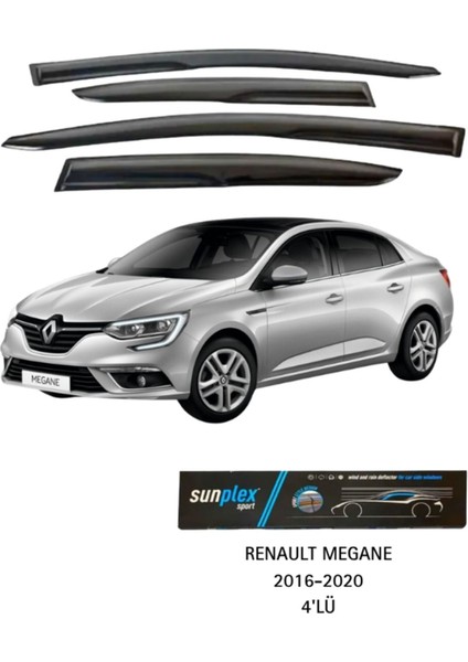 Renault Megane 2016-2020 Cam Rüzgarlığı Takım 4’lü Takım Rüzgar Kesici, Yağmur Önleyici