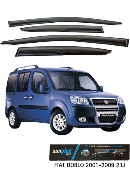Fiat Doblo 2001-2009 Sport Style Cam Rüzgarlığı Takım 2'li Takım Rüzgar Kesici, Yağmur Önleyici