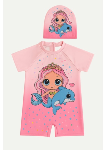 Kız Çocuk Dalgıç Kumaş Gizli Fermuarlı Boneli Mayo Takımı 3-10 Yaş 11937