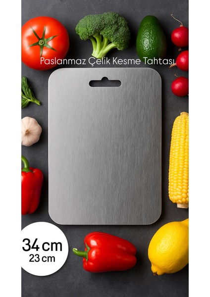 Paslanmaz Çelik Metal Kesme Tahtası, Antibakteriyel, 2 Farklı Ölçü Seçeneği fiyatları