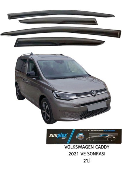 Volkswagen Caddy 2021 ve Sonrası Cam Rüzgarlığı Takım 2'li Takım Rüzgar Kesici, Yağmur Önleyici