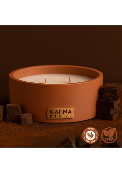 Çikolata Kokulu Kahverengi Beton Mum – %100 Soya Wax, El Yapımı, Doğal Vegan Mum